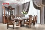 Set Meja Makan Jati Solid Klasik Mewah Lucie Style Formasi 8 Kursi