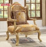 Kursi Single Ukiran Mewah Warna Gold Gaya Eropa