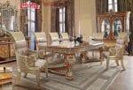 Set Meja Makan Jati Solid Klasik Mewah Mencius Style Formasi 8 Kursi