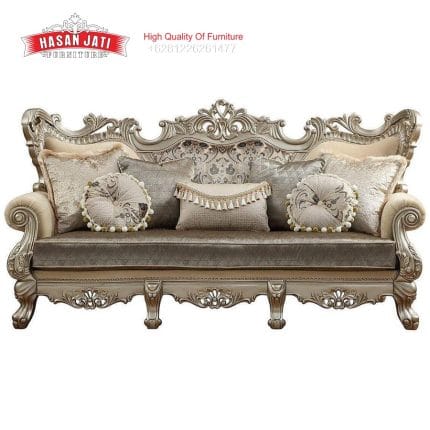 Sofa Panjang 3 Dudukan Warna Silver Champagne Set Sofa Klasik
