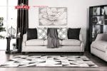 Sofa Panjang 3 Seater Grey Aksen Paku Payung Silver Klasik Modern