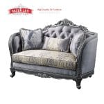 Sofa Sedang 2 Dudukan Ukiran Silver Metalik Gaya Eropa