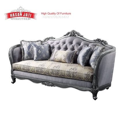 Sofa Panjang 3 Dudukan Warna Blue Grey Set Sofa Klasik Mewah