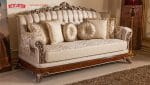Sofa Panjang 3 Dudukan Kayu Jati Warna Ivory Putih Gading