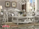 Meja Tamu Dua Susun Ukiran Ivory Set Sofa Mewah