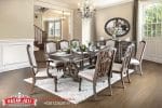 Set Meja Makan Jati Solid Klasik Mewah Arcadia Style Formasi 8 Kursi