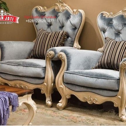 Detail 2 Kursi Satuan Set Sofa Tamu Klasik Mewah Gaya Eropa