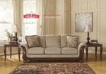 Sofa Panjang 3 Dudukan Kayu Jati Warna Khaki Gaya American Classic