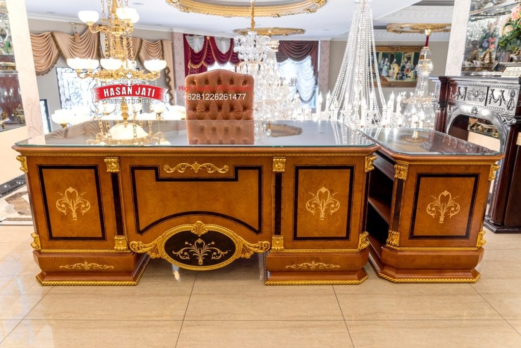 Meja Kantor Klasik, Jual Meja Direktur Kayu Jati, Set Meja Manager Jati Jepara, Meja Direktur Pimpinan Klasik Ukiran Jepara