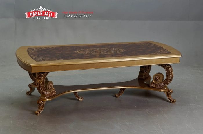 Detail Kaki Meja Gulung Scrolled Pedestal Kayu Mahoni Solid Giacomo