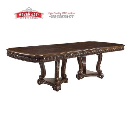 Detail Kaki Meja Pedestal Ganda Melengkung Kayu Jati Solid Devayne