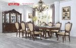 Set Meja Makan Jati Solid Klasik Mewah Devayne Style Formasi 8 Kursi
