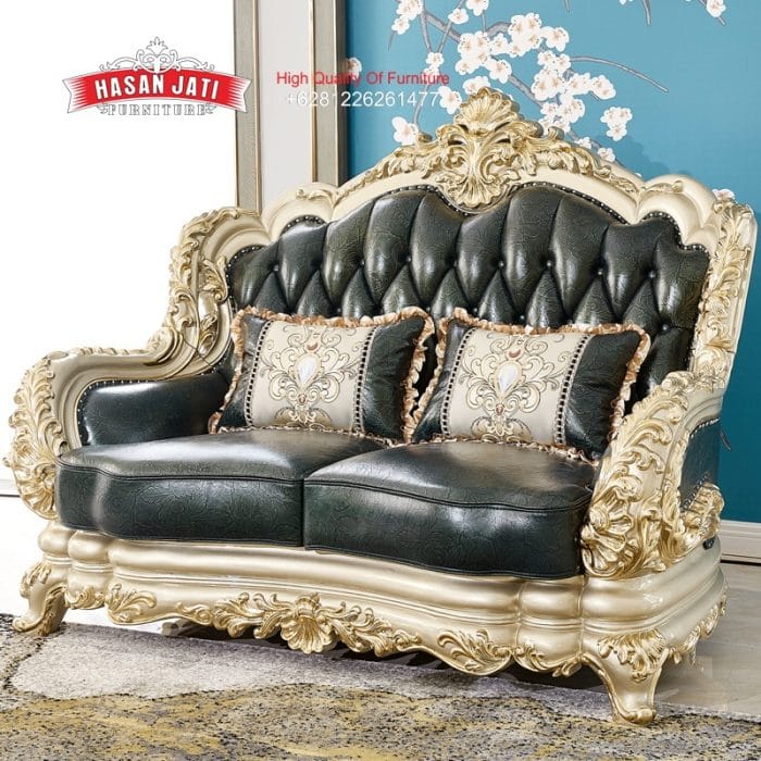 Sofa Sedang 2 Dudukan Klasik Ukiran Champagne Gold
