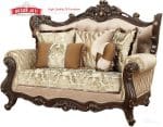 Sofa Sedang 2 Dudukan Ukiran Jati Klasik Mewah Warna Beige