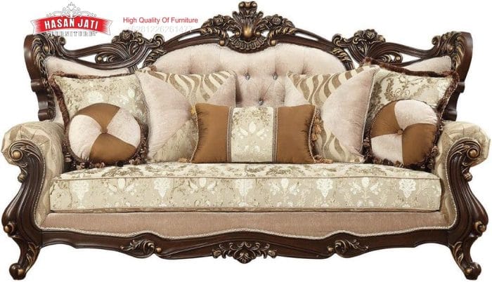 Sofa Panjang 3 Dudukan Kayu Jati Victoria Style Mewah