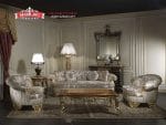 Set Sofa Tamu Klasik Mewah Silver Champagne Ukiran Gold Silver