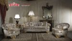 Sofa Panjang 3 Dudukan Warna Silver Champagne Klasik Mewah