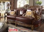 Sofa Panjang 3 Dudukan Kulit Brown Set Sofa Mewah