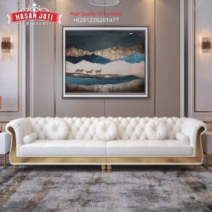 Kursi Sofa Mewah Jepara dengan material stainless Steel dan kayu jati solid