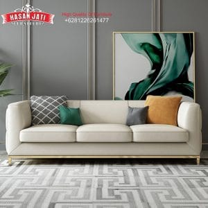 Kursi Sofa Mewah Modern detail 3 seater dengan kaki stainless steel