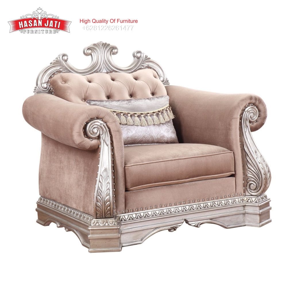 Kursi Sofa Mewah Ukiran Jepara nampak detail gambar 1 seater