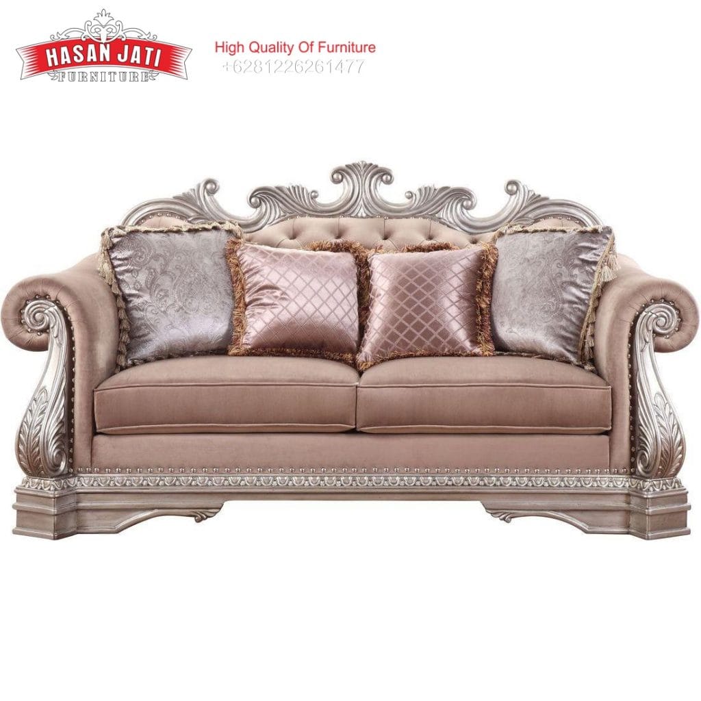 Kursi Sofa Mewah Ukiran Jepara Nampak detail gambar 2 seater
