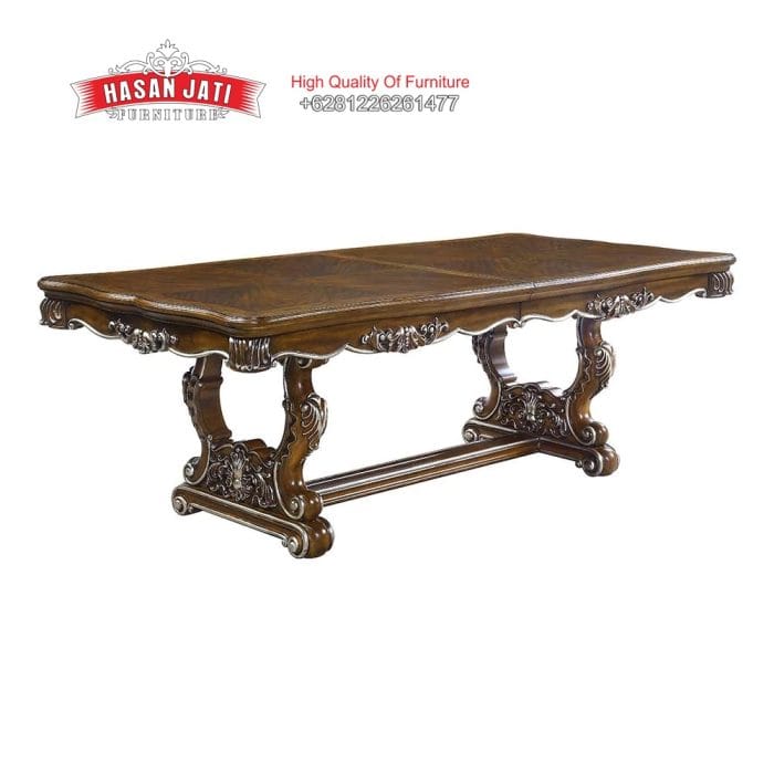 Detail Meja Ukir Kayu Jati Solid Baroque Style