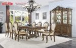 Set Meja Makan Jati Solid Klasik Mewah Ukiran Baroque Formasi 8 Kursi