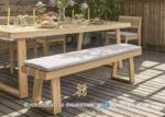 Bangku Panjang Dining Bench Kayu Jati Solid Minimalis Dengan Bantalan Krem