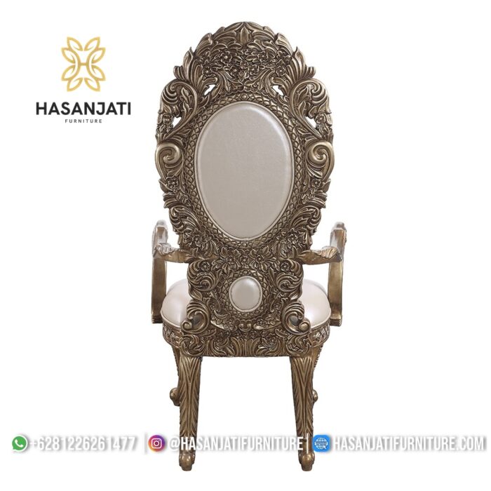 Detail Belakang Kursi Makan Jati Klasik Sandaran Oval Ukiran Baroque Jepara