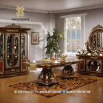 Detail Kaki Meja Makan Pedestal Ganda Kayu Jati Solid Baroque Style