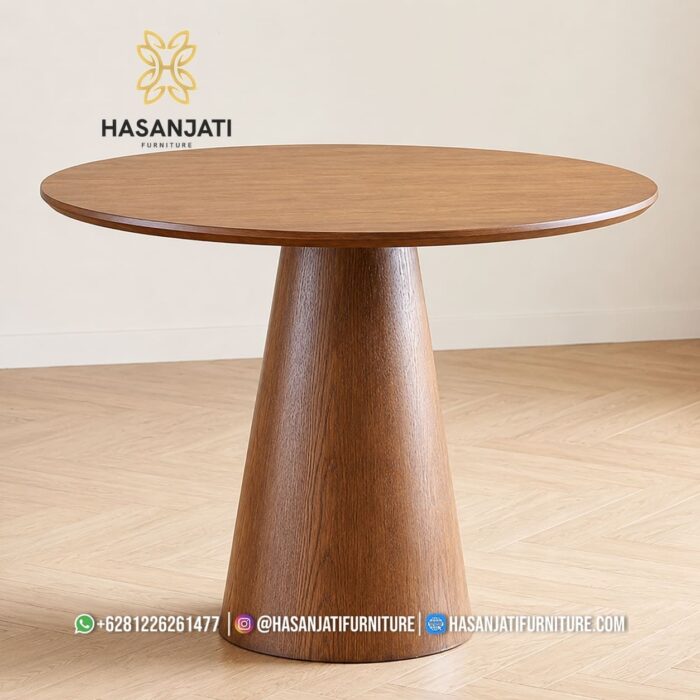 Detail Kaki Meja Pedestal Kerucut Terpancung Corong Masif Kayu Jati Solid