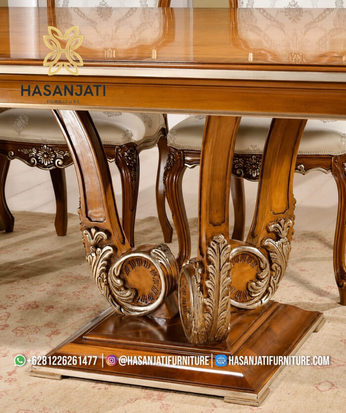 Detail Kaki Meja Pedestal Ganda Kayu Jati Solid Italian Luxury
