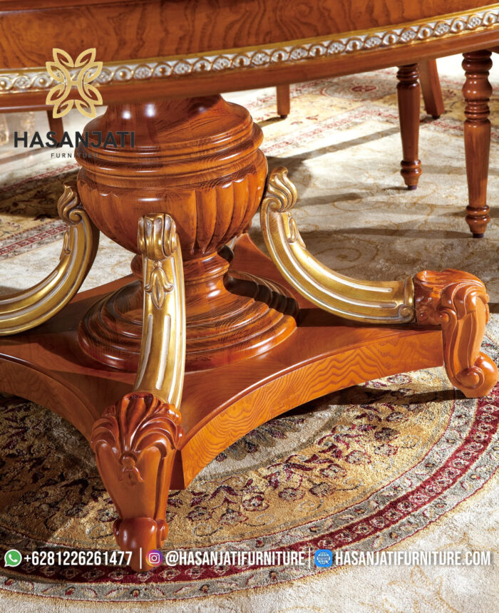 Detail Kaki Meja Pedestal Ganda Kayu Jati Solid Royal Empire