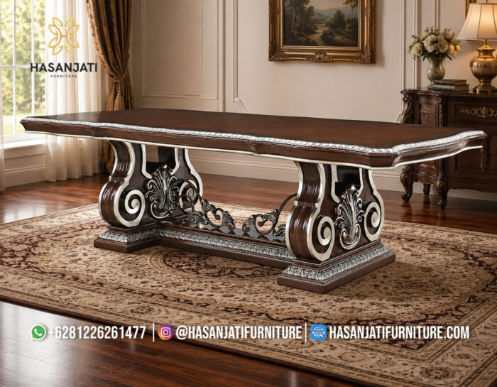 Detail Kaki Meja Pedestal Gulung Kayu Jati Solid Versailles Style