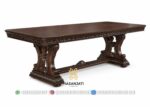 Detail Meja Makan Pedestal Ganda Melengkung Kayu Jati Solid King Arthur