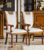 Kursi Kepala Meja Makan Jati Solid Royal Empire Ber-Lengan