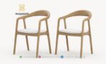 Kursi Makan Jati Minimalis Sandaran Melengkung Rendah Jok Woven Off-White