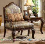 Kursi Single Jati Mewah Motif Klasik Set Sofa Tamu
