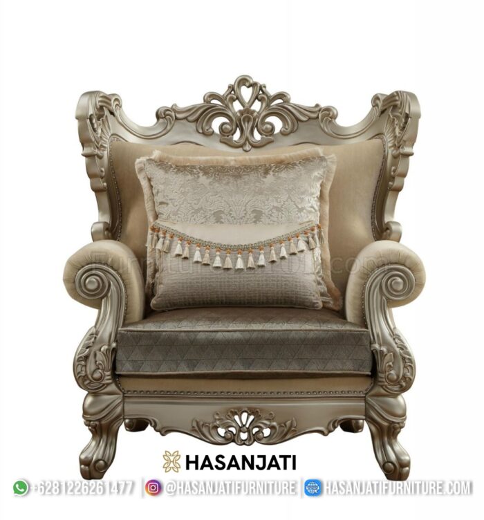 Kursi Single Mewah Gaya Eropa Set Sofa Tamu Klasik