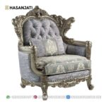 Kursi Single Mewah Warna Silver Grey Set Sofa Tamu Klasik