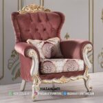 Kursi Single Wing Chair Klasik Ukiran Ivory Gold Mewah