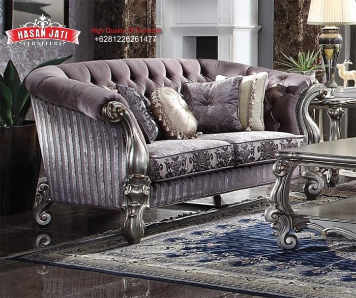 Sofa Sedang 2 Dudukan Klasik Ukiran Antique Platinum