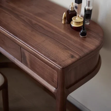 Detail samping meja rias jati minimalis Jepara warna brown