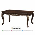 Meja Tamu Jati Ukir Finishing Dark Brown Set Sofa Mewah