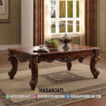 Meja Tamu Jati Ukir Jepara Finishing Dark Coffee Set Sofa