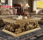 Meja Tamu Ukir Besar Finishing Gold Leaf Mewah