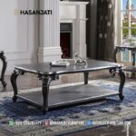 Meja Tamu Ukir Finishing Dark Silver Set Sofa Mewah