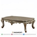 Meja Tamu Ukir Mewah Finishing Silver Champagne Set Sofa