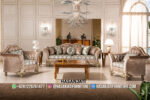 Set Sofa Tamu Klasik Mewah Warna Champagne Gold Gaya Eropa